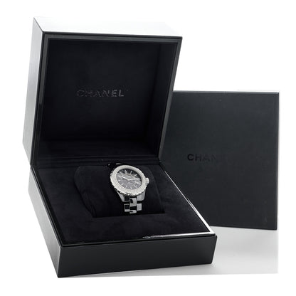 Chanel Stainless Steel Ceramic Diamond Pave Bezel 41mm J12 Automatic Watch Black 5 of 5