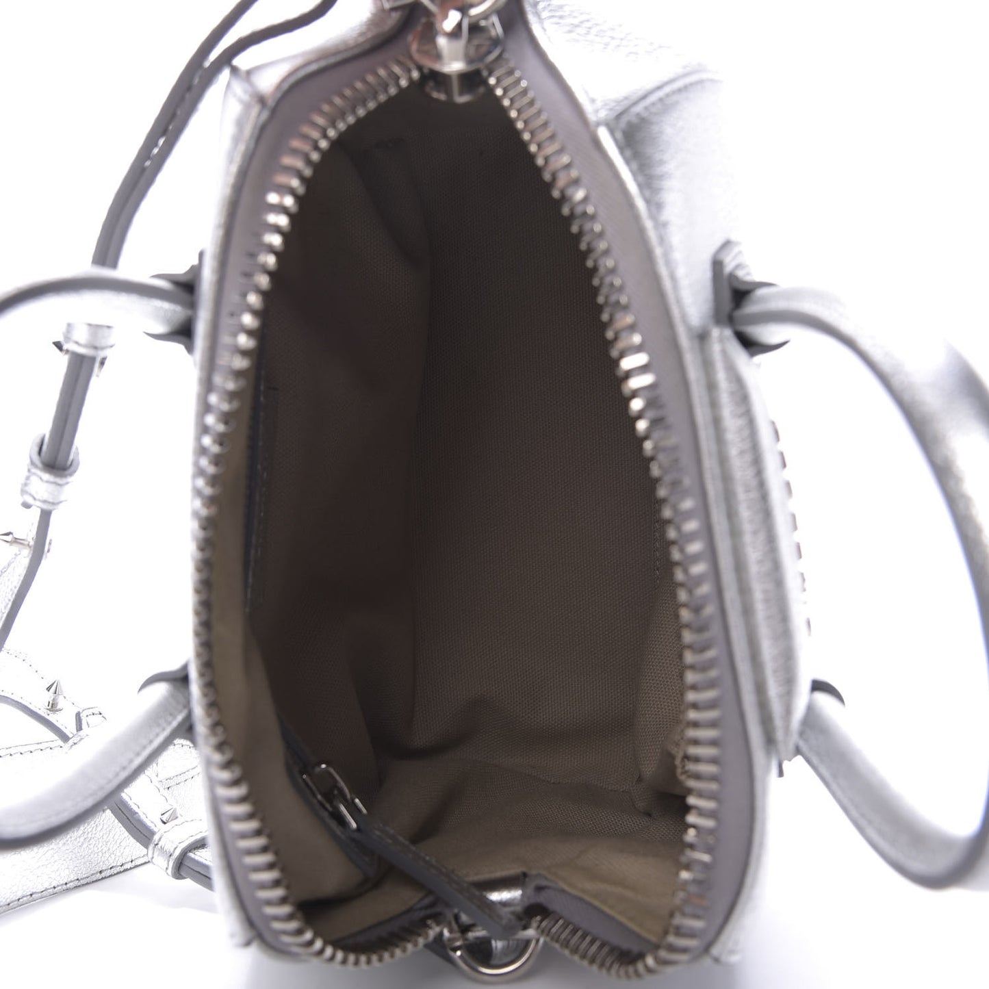 Metallic Sugar Goatskin Mini Antigona Silver