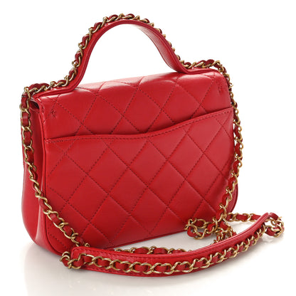 Chanel Lambskin Quilted Small Chain Infinity Top Handle Flap Dark Red 3 of 10