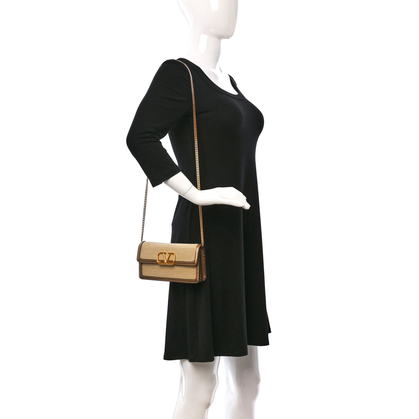 Raffia VLogo Wallet on Chain Gold
