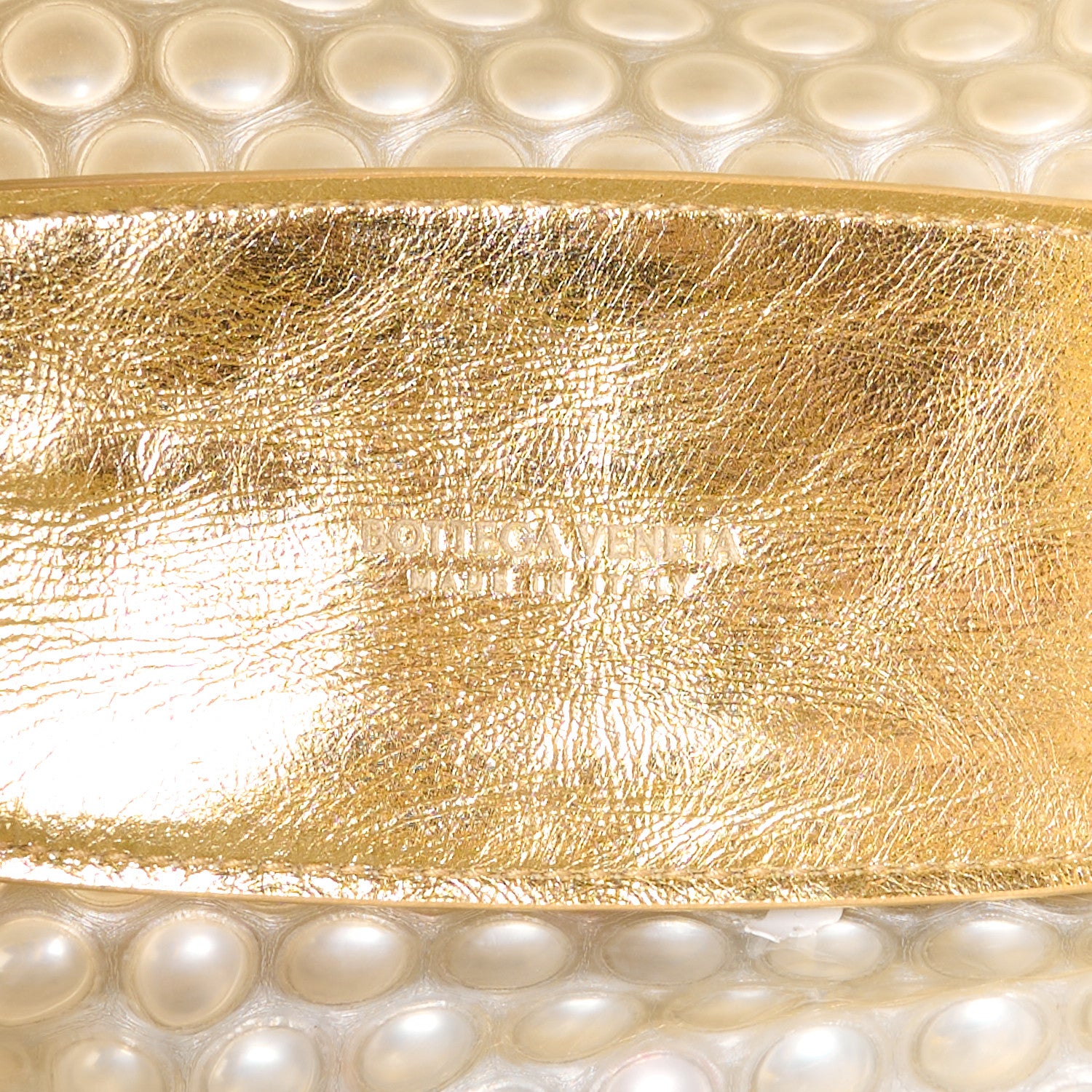 Bottega Veneta Metallic Fabric Bubble Wrap The Mini Pouch Gold 6 of 9