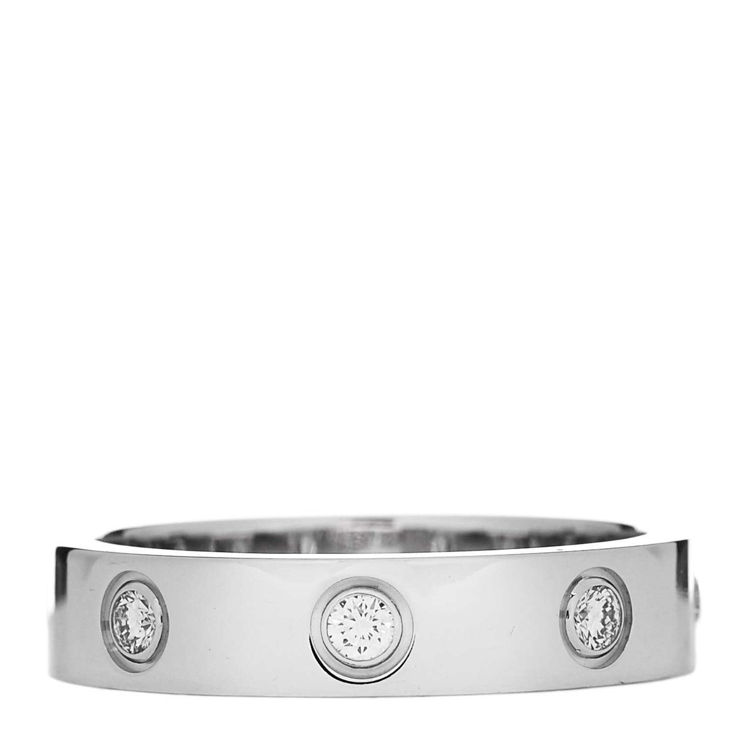 Cartier 18K White Gold 8 Diamond 4mm Wedding Band LOVE Ring 51 5.75 3 of 5