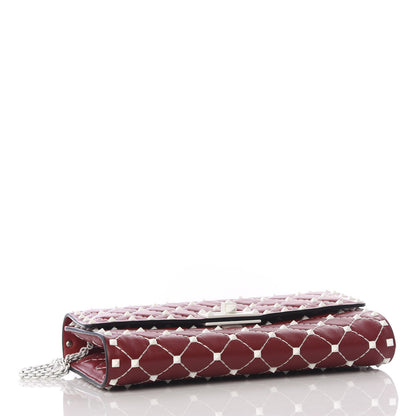 Valentino Garavani Lambskin Free Rockstud Spike Wallet On Chain Rosso Valentino 3 of 10