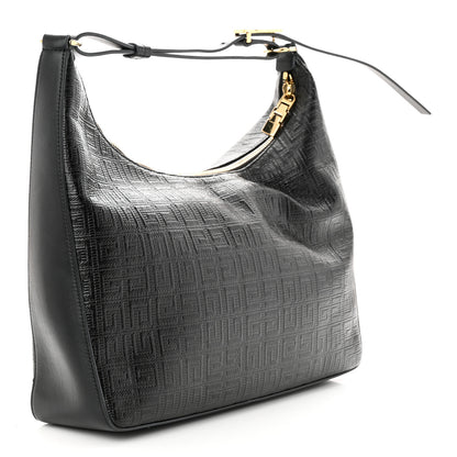 Givenchy Coated Canvas Logo 4G Embossed Medium Moon Cut Out Shoulder Bag Black 3 of 11