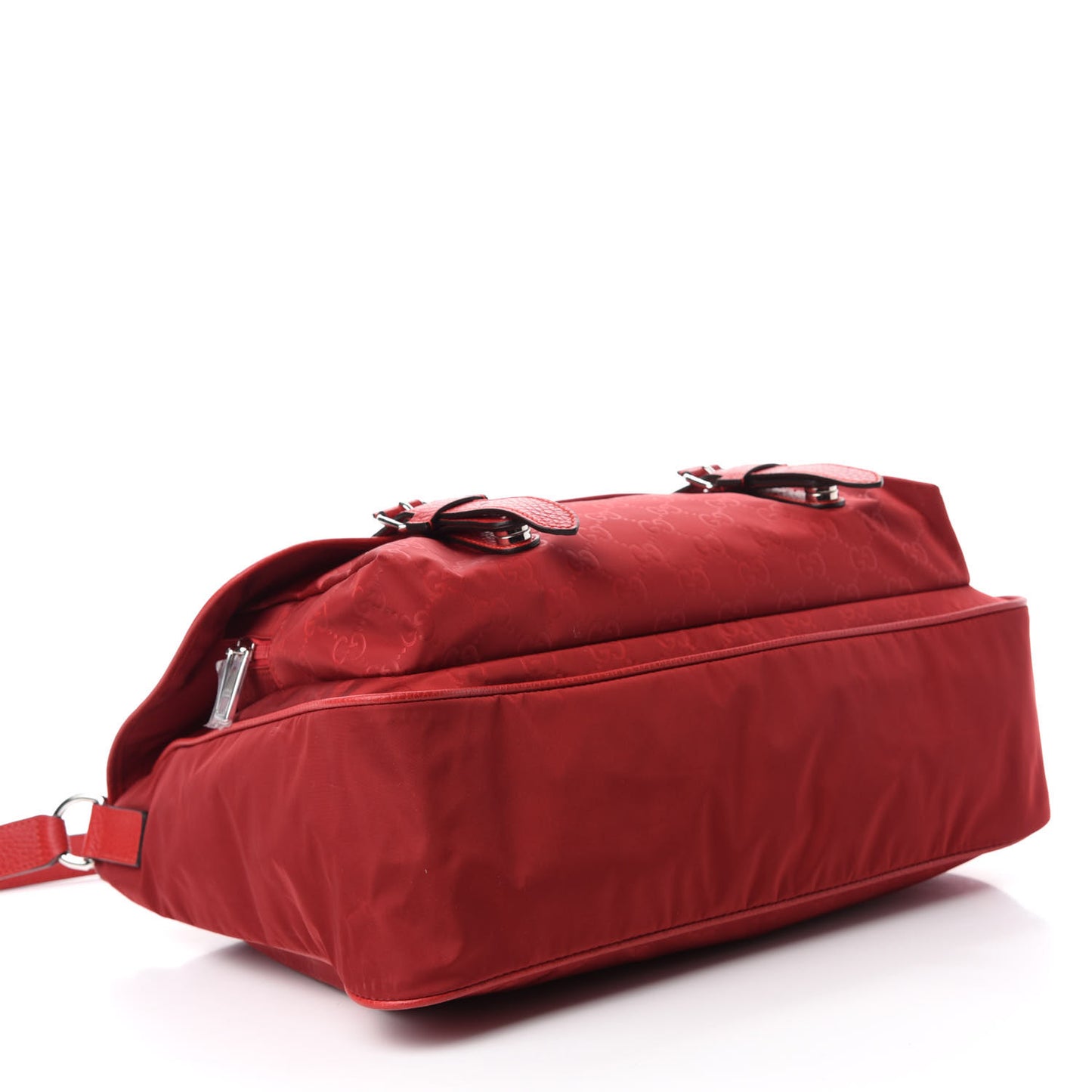Nylon Monogram Double Buckle Flap Messenger Bag Vibrant Red