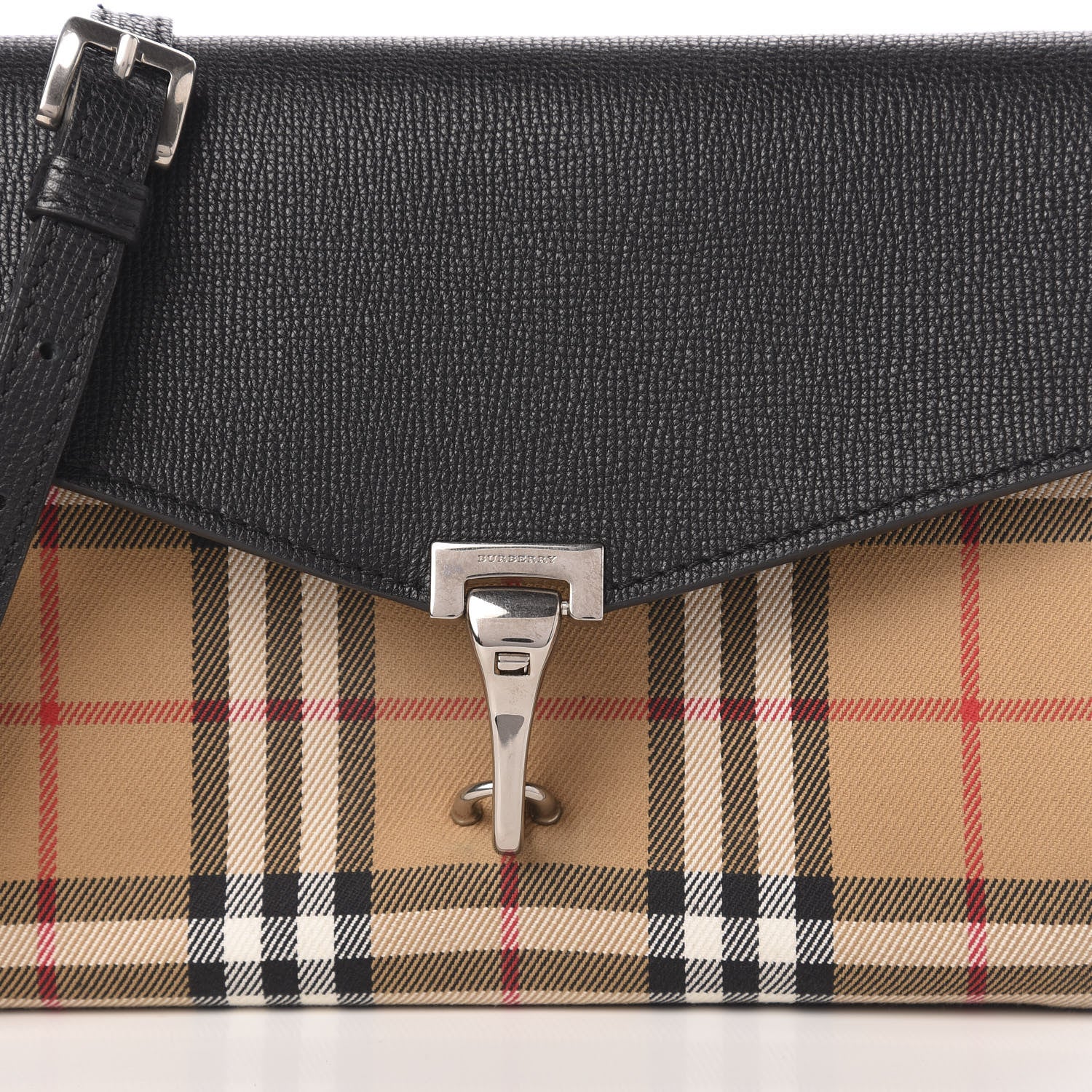 Burberry Derby Calfskin Vintage Check Small Macken Crossbody Bag Black 10 of 10