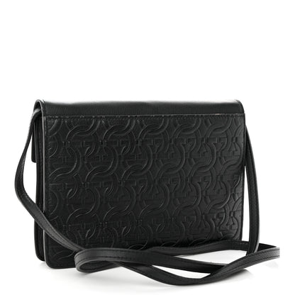 Salvatore Ferragamo Calfskin Gancini Embossed Chain Bag Black 3 of 10