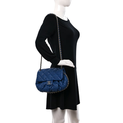 Chanel Washed Lambskin Quilted Medium Chain Around Messenger Blue 2 of 12