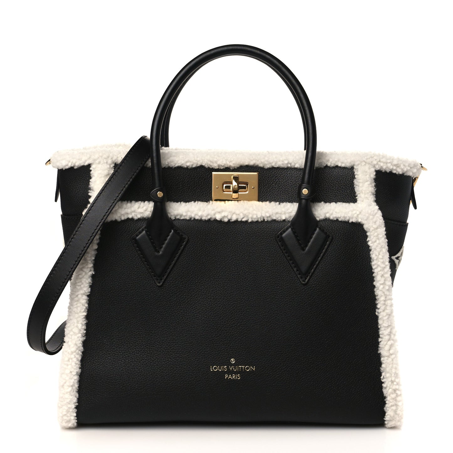 Grained Calfskin Shearling On My Side MM Black