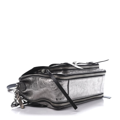 Proenza Schouler Metallic Paper Lambskin Medium PS1 Plus Zip Satchel Dark Silver 4 of 11