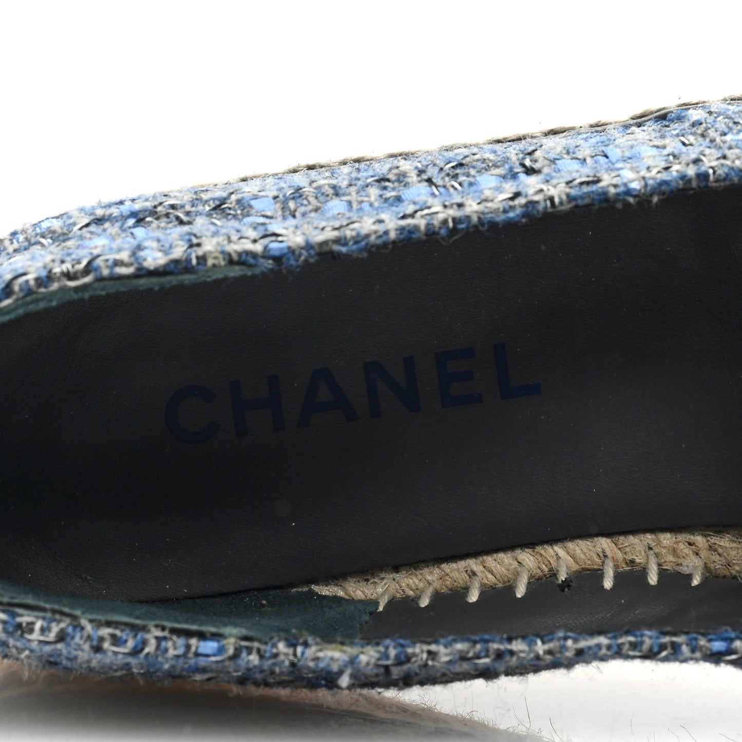 Tweed Lambskin CC Espadrilles 41 Blue Black