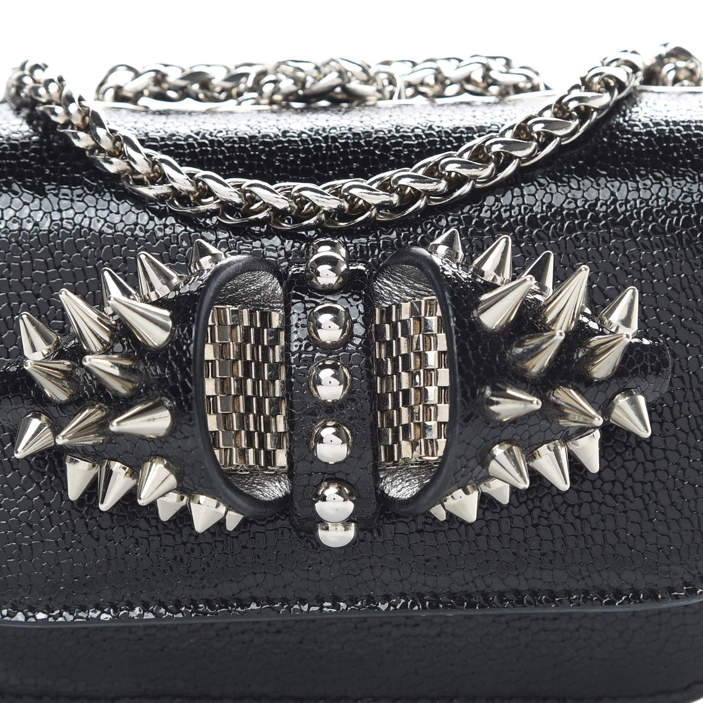 Jurassic Calfskin Spikes Sweety Charity NV Crossbody Bag Black Silver