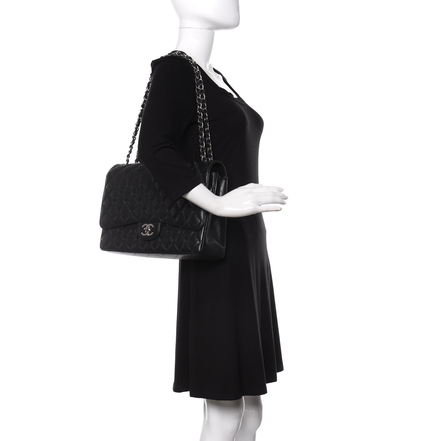 Caviar Quilted Maxi Double Flap Black