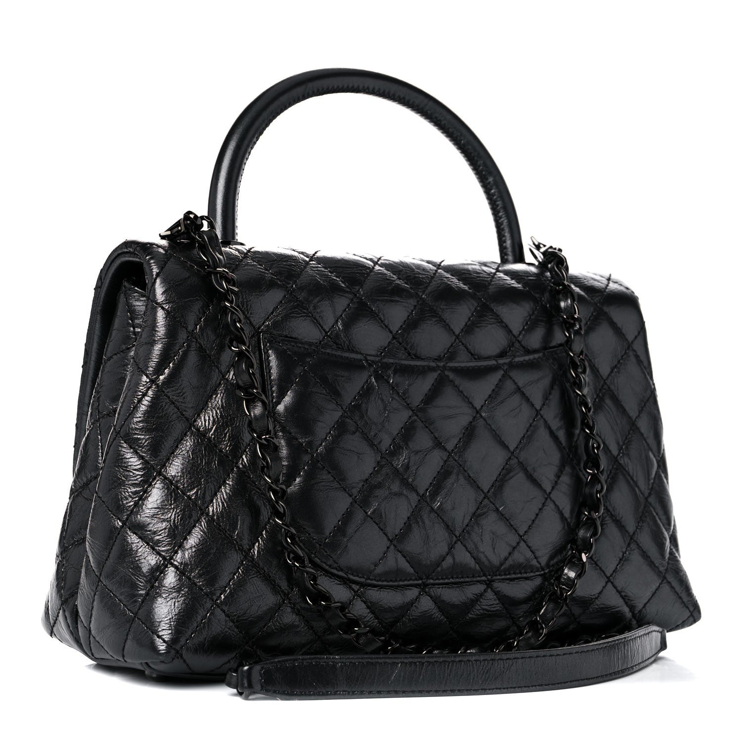 Chanel Aged Calfskin Quilted Small Coco Handle Flap So Black 2 of 12