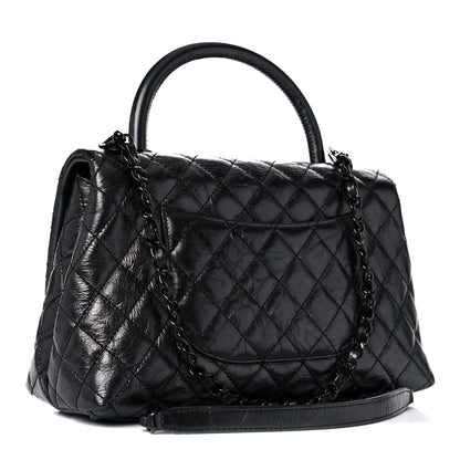 Chanel Aged Calfskin Quilted Small Coco Handle Flap So Black 2 of 12