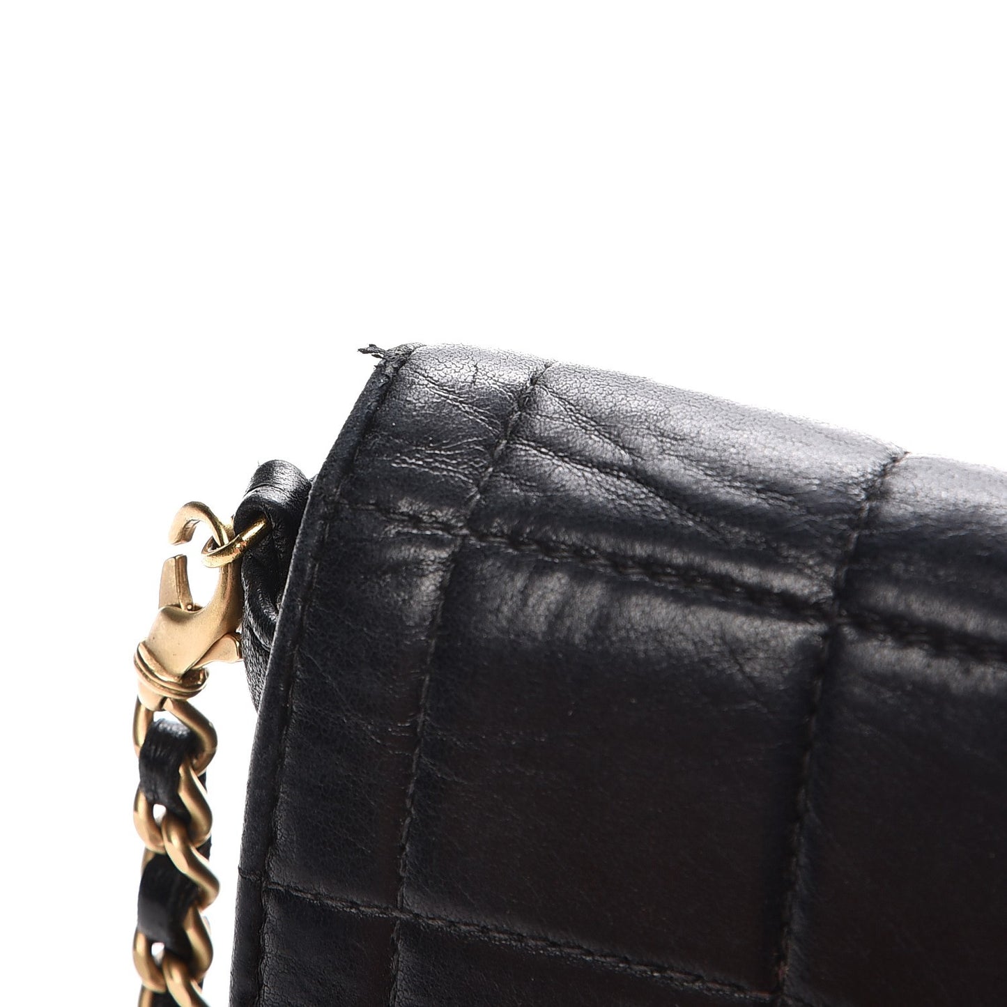 Lambskin Quilted East West Chocolate Bar Flap Black