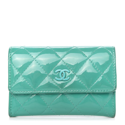 Chanel Patent Quilted Flap Card Holder Turquoise 1 of 11