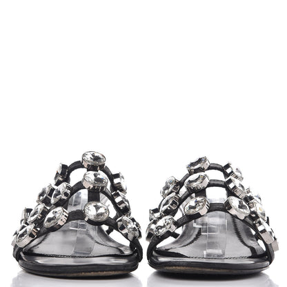Alexander Wang Calfskin Crystal Embellished Amelia Cut Out Sandals 35 Black 2 of 11