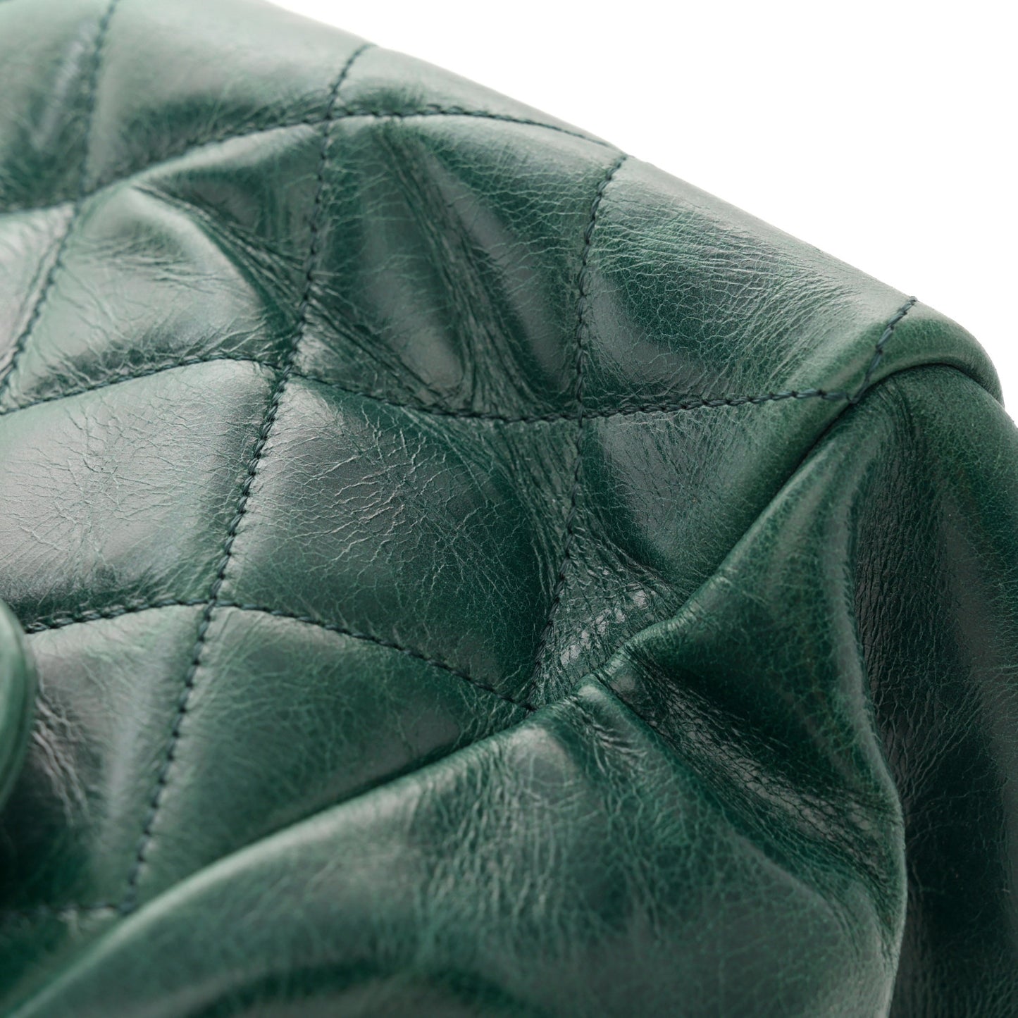 Glazed Calfskin Quilted Large CC Delivery Tote Dark Green