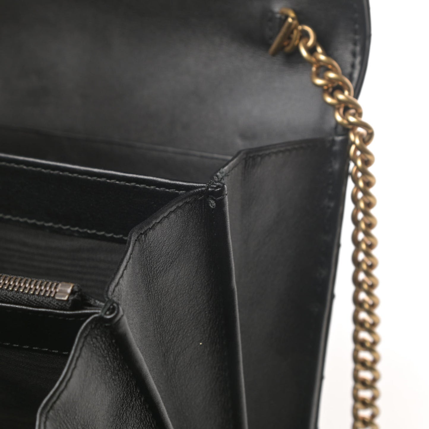 Calfskin Matelasse GG Marmont Chain Wallet Black