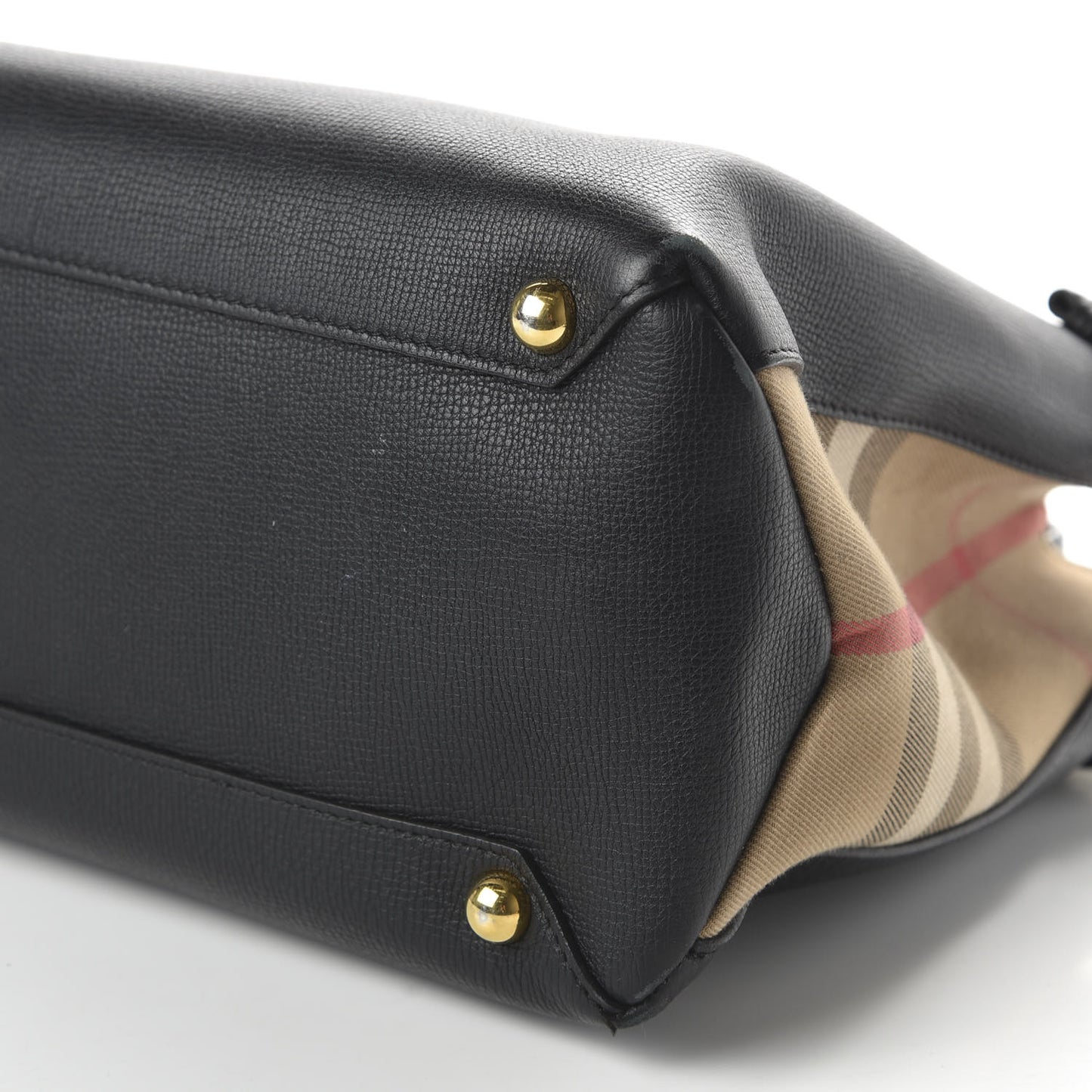 Grainy Calfskin House Check Large Banner Tote Black