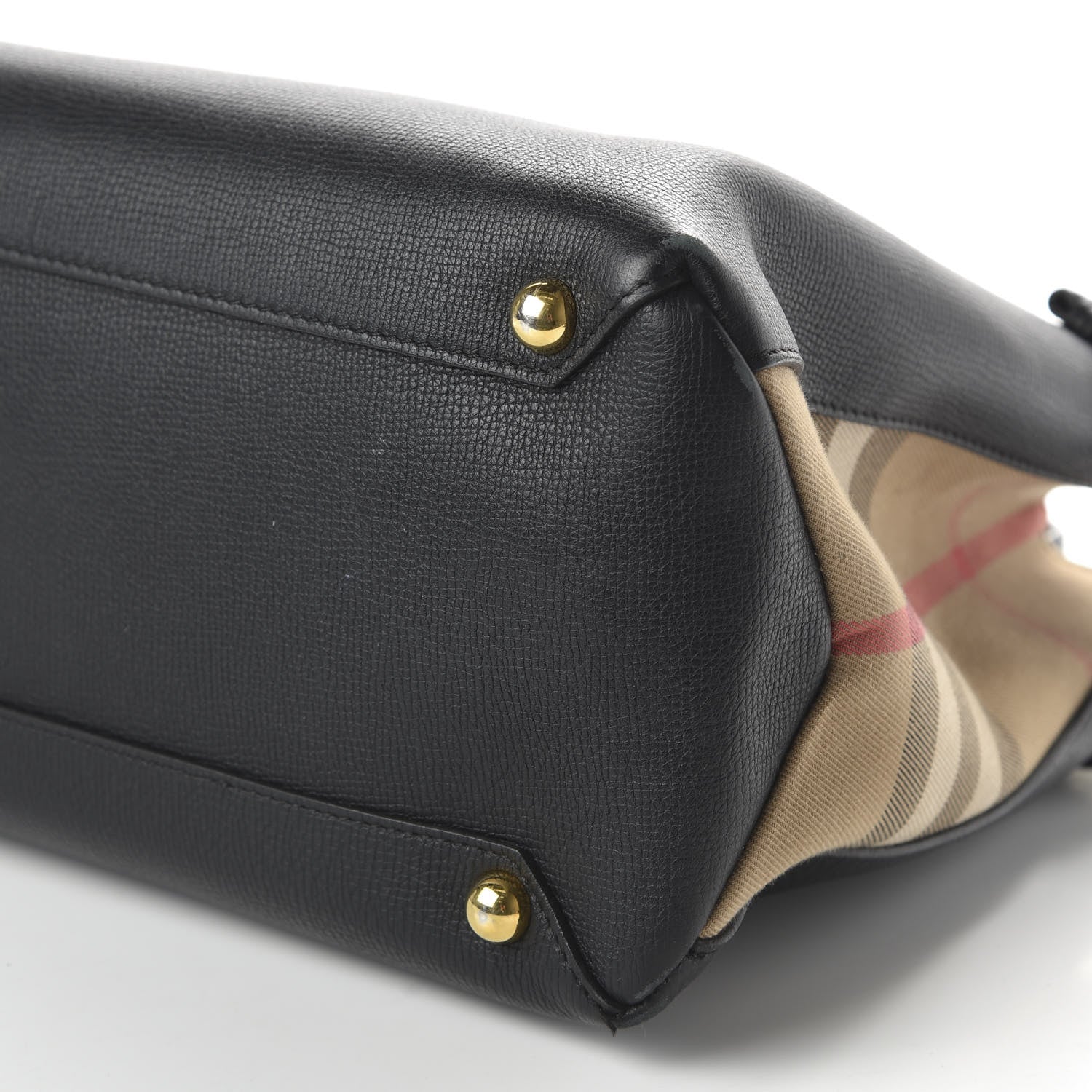 Burberry Grainy Calfskin House Check Large Banner Tote Black 7 of 9