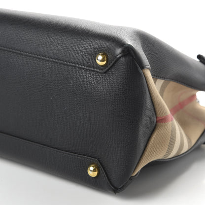 Burberry Grainy Calfskin House Check Large Banner Tote Black 7 of 9