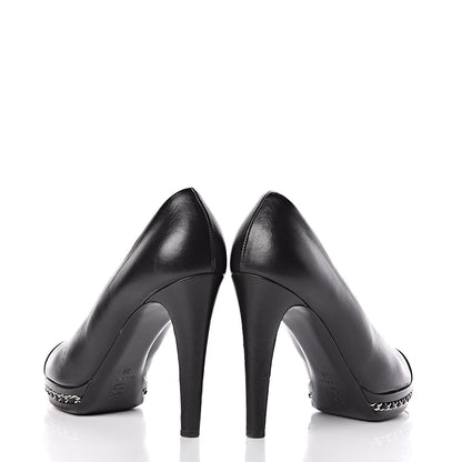 Chanel Lambskin CC Cap Toe Platform Chain Pumps 39 Black 6 of 14