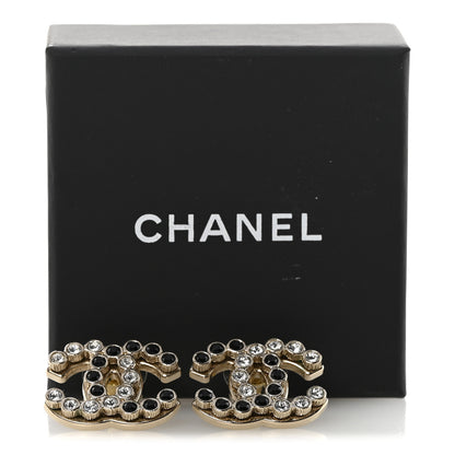 Chanel Crystal CC Earrings Black Gold 5 of 5