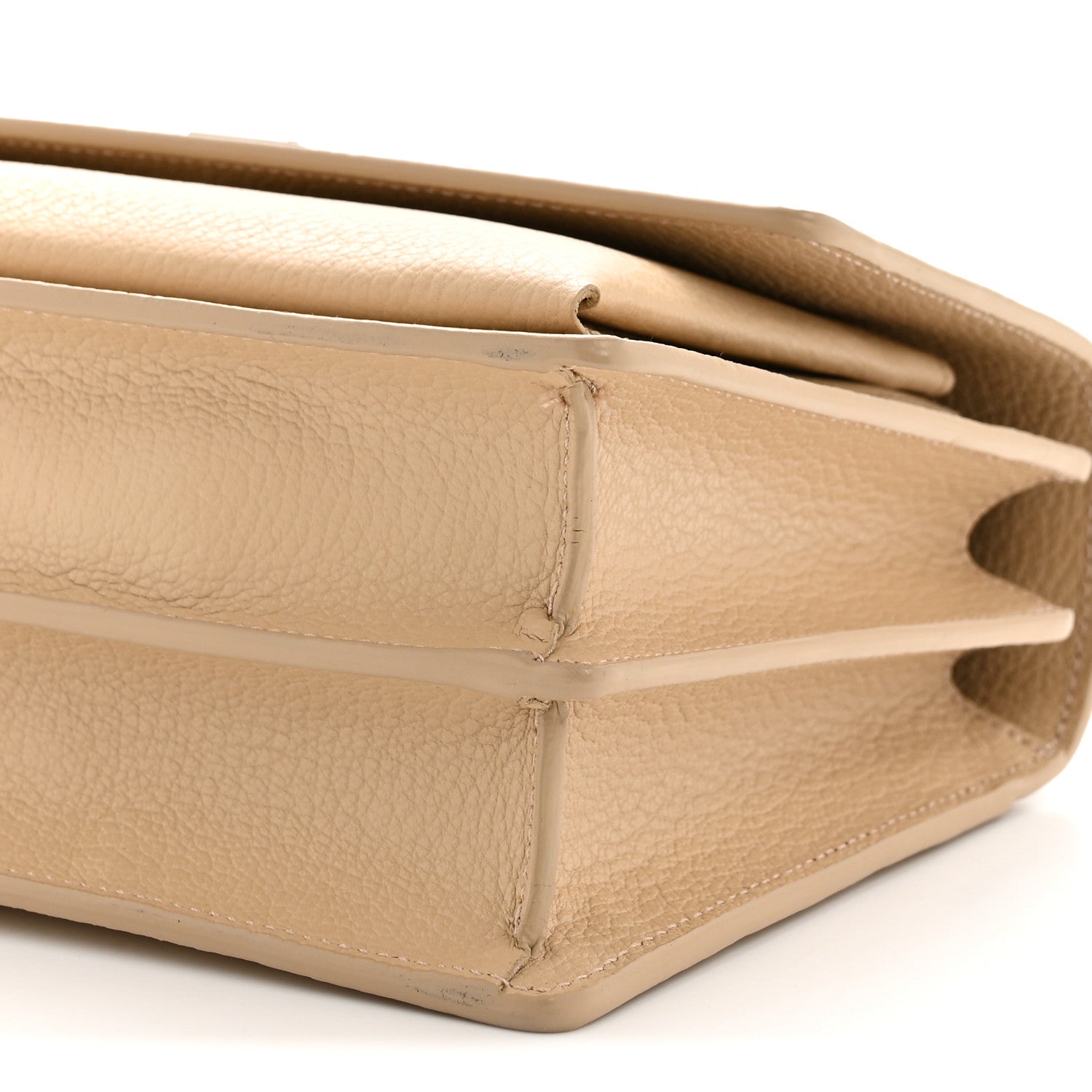 Saint Laurent Grained Calfskin Medium Monogram Sunset Satchel Nude Powder 10 of 13