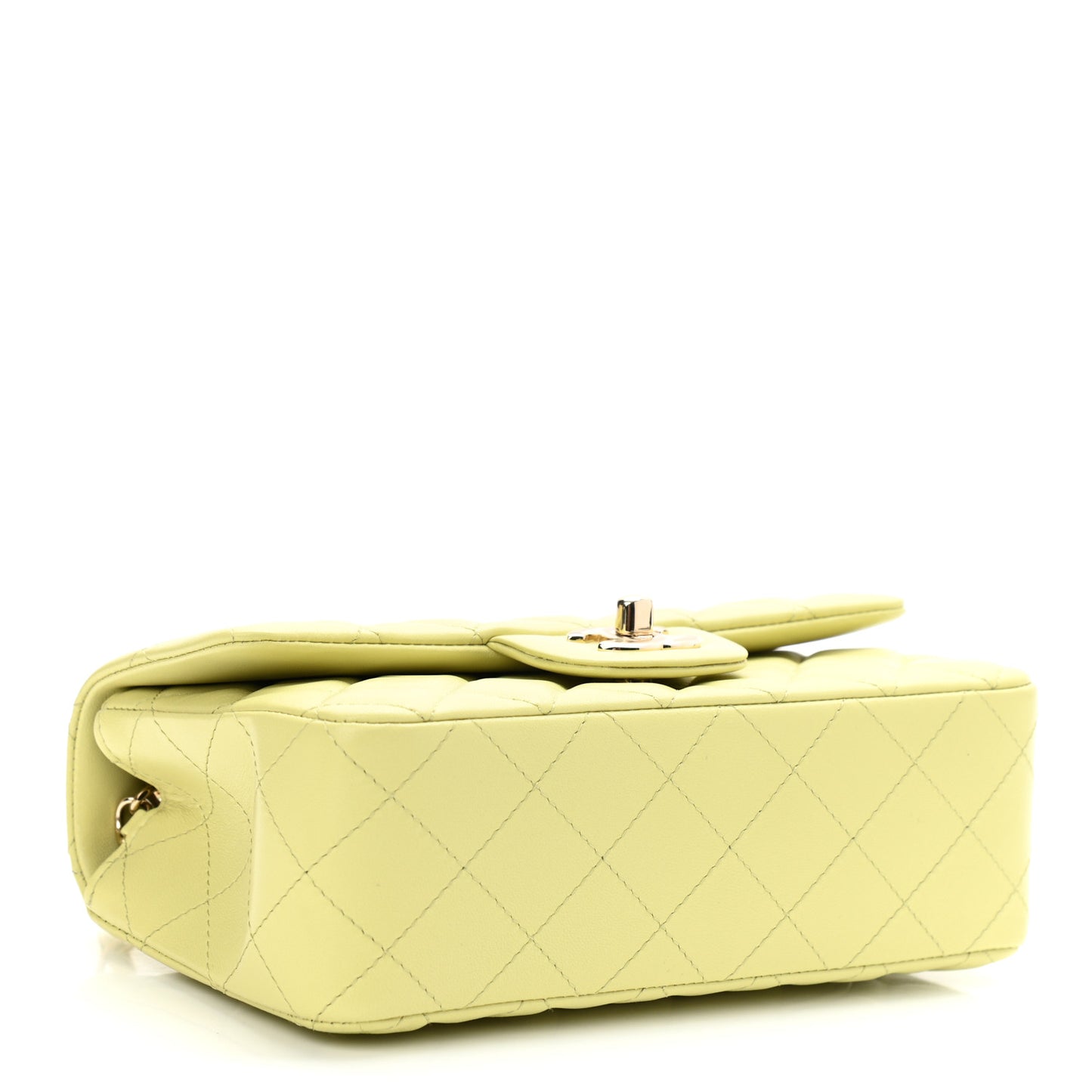 Lambskin Quilted Mini Rectangular Flap Light Green