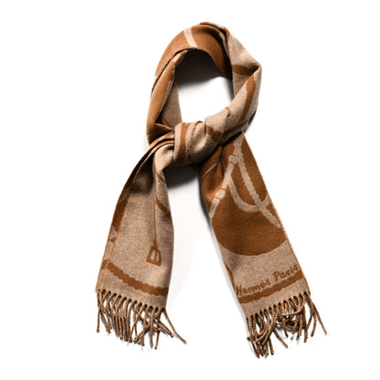 Hermes Cashmere Clic-Clac Muffler Camel Beige 1 of 3