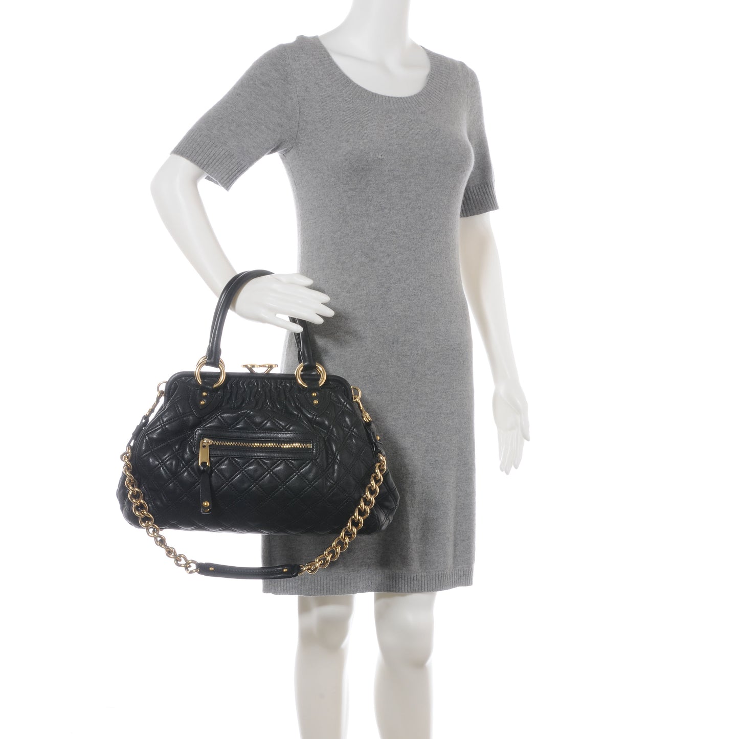 Quilted Leather Stam Bag Black