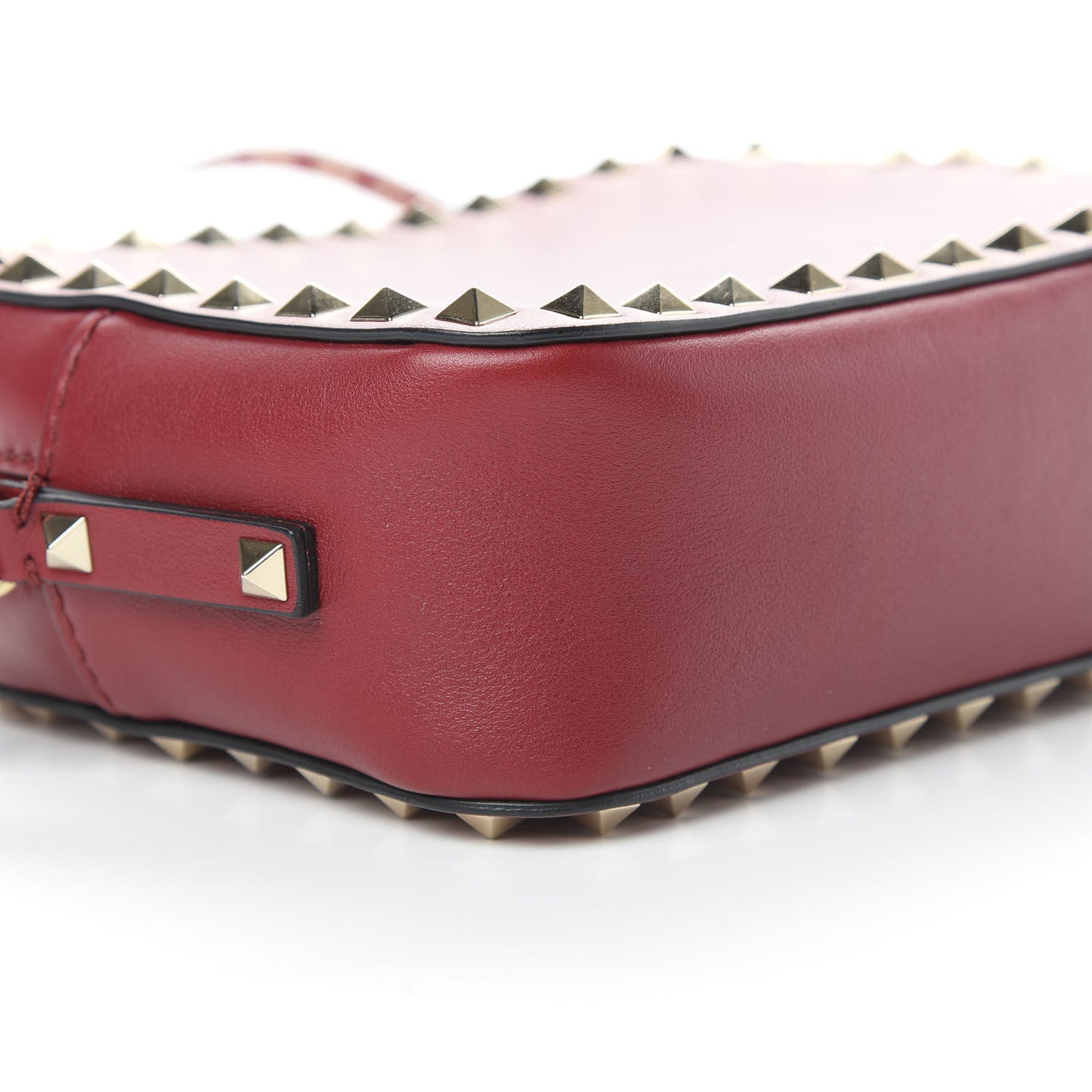 Calfskin Rockstud Camera Crossbody Bag Rubino