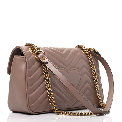 Gucci Calfskin Matelasse Small GG Marmont Shoulder Bag Porcelain Rose 3 of 9