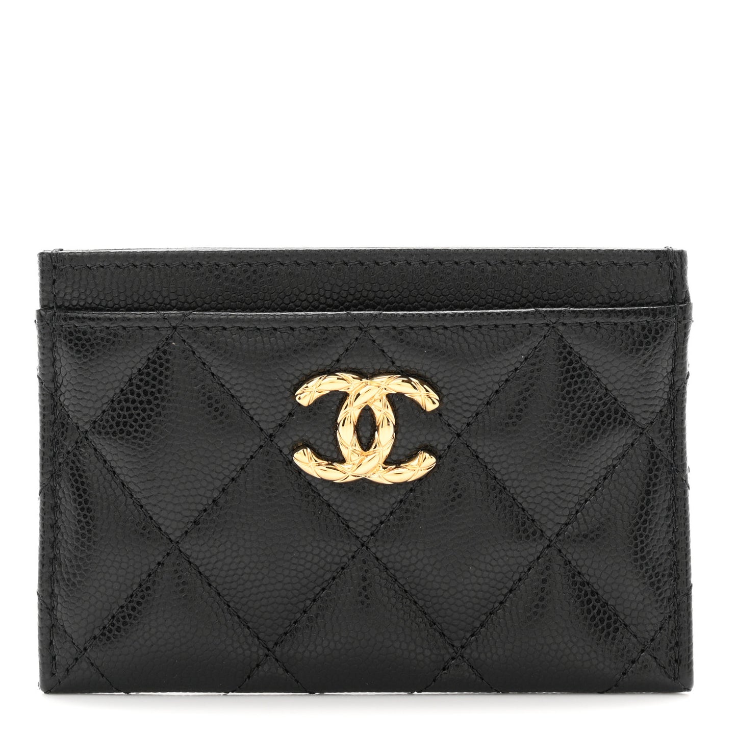 Caviar Quilted CC Card Holder Black