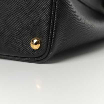 Prada Saffiano Cuir Large Double Bag Black Fuoco 11 of 11