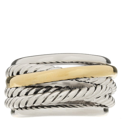 David Yurman Sterling Silver 14K Yellow Gold Narrow Crossover Ring 53 6.5 1 of 5