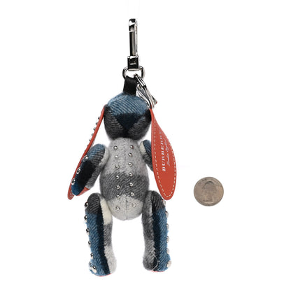 Burberry Calfskin Wool Cashmere Studded Sandra The Basset Hound Bag Charm Blue Multi 2 of 4