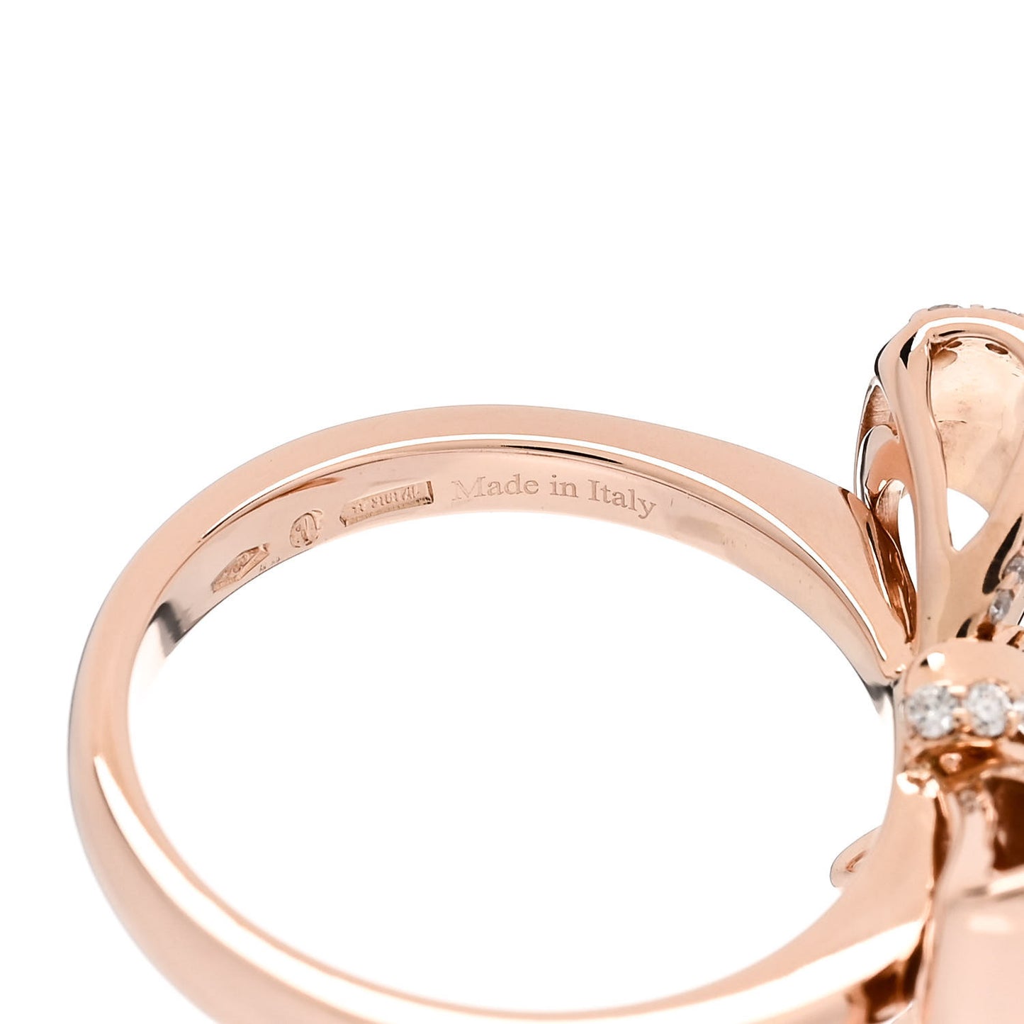 18K Rose Gold Diamond Bow Ring 53 6.25