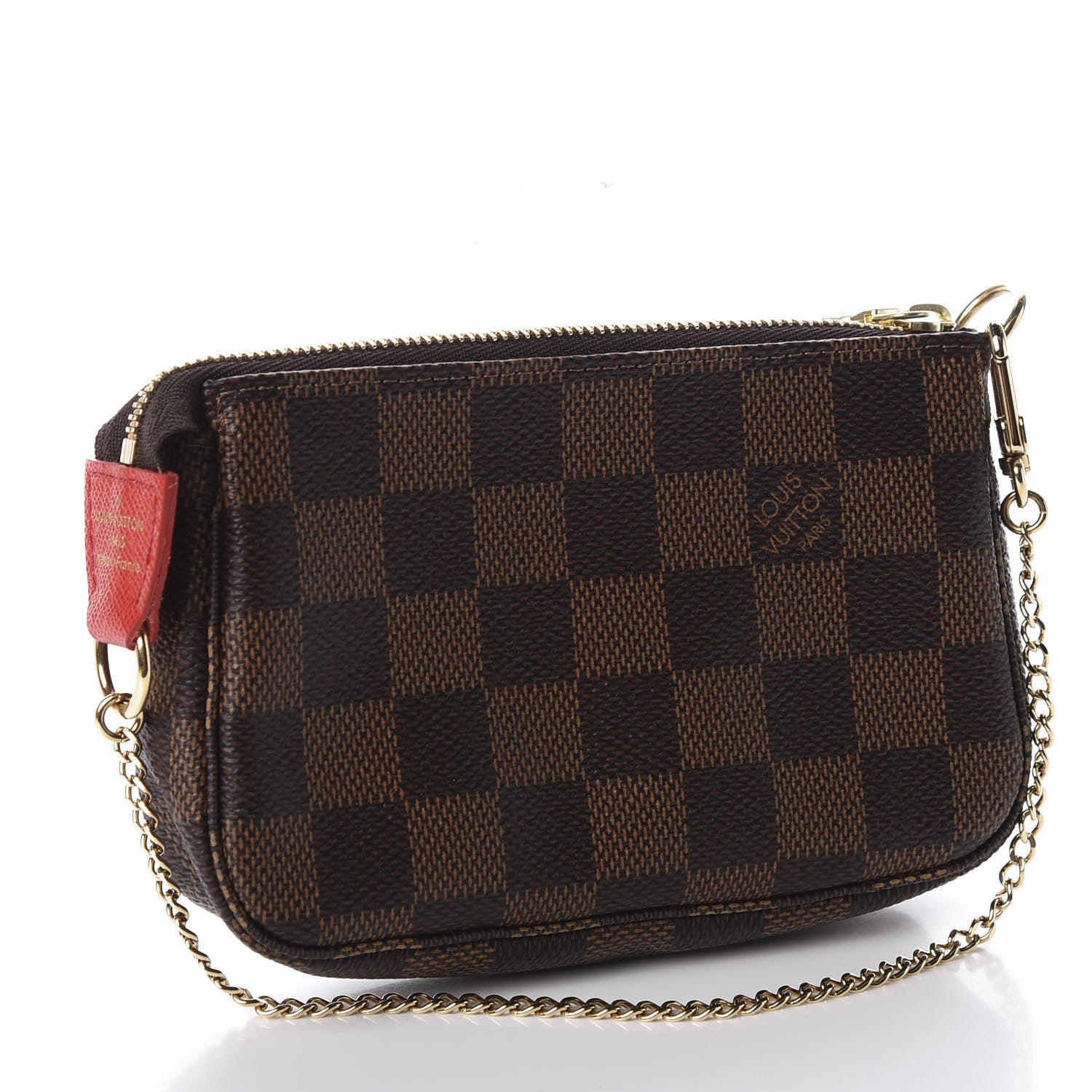 Louis Vuitton Damier Ebene 2019 Christmas Animation Mini Pochette Accessories Red 2 of 9
