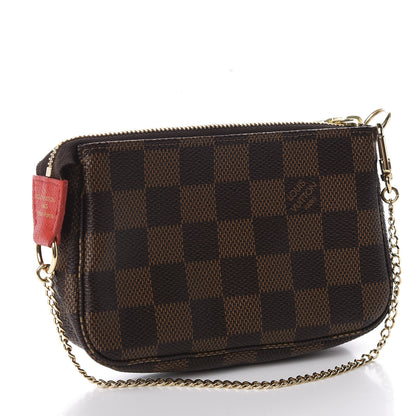 Louis Vuitton Damier Ebene 2019 Christmas Animation Mini Pochette Accessories Red 2 of 9