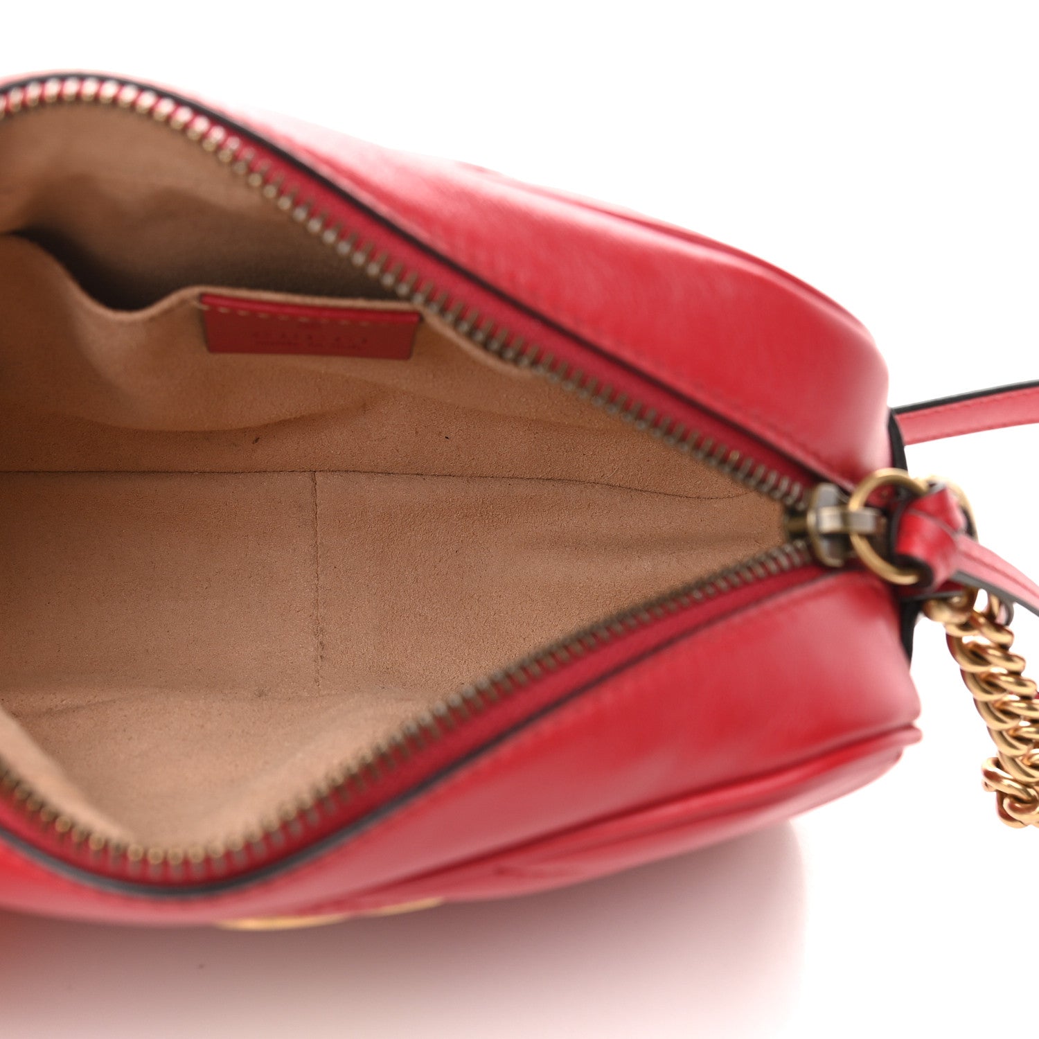 Gucci Calfskin Matelasse Mini GG Marmont Chain Shoulder Bag Hibiscus Red 5 of 9