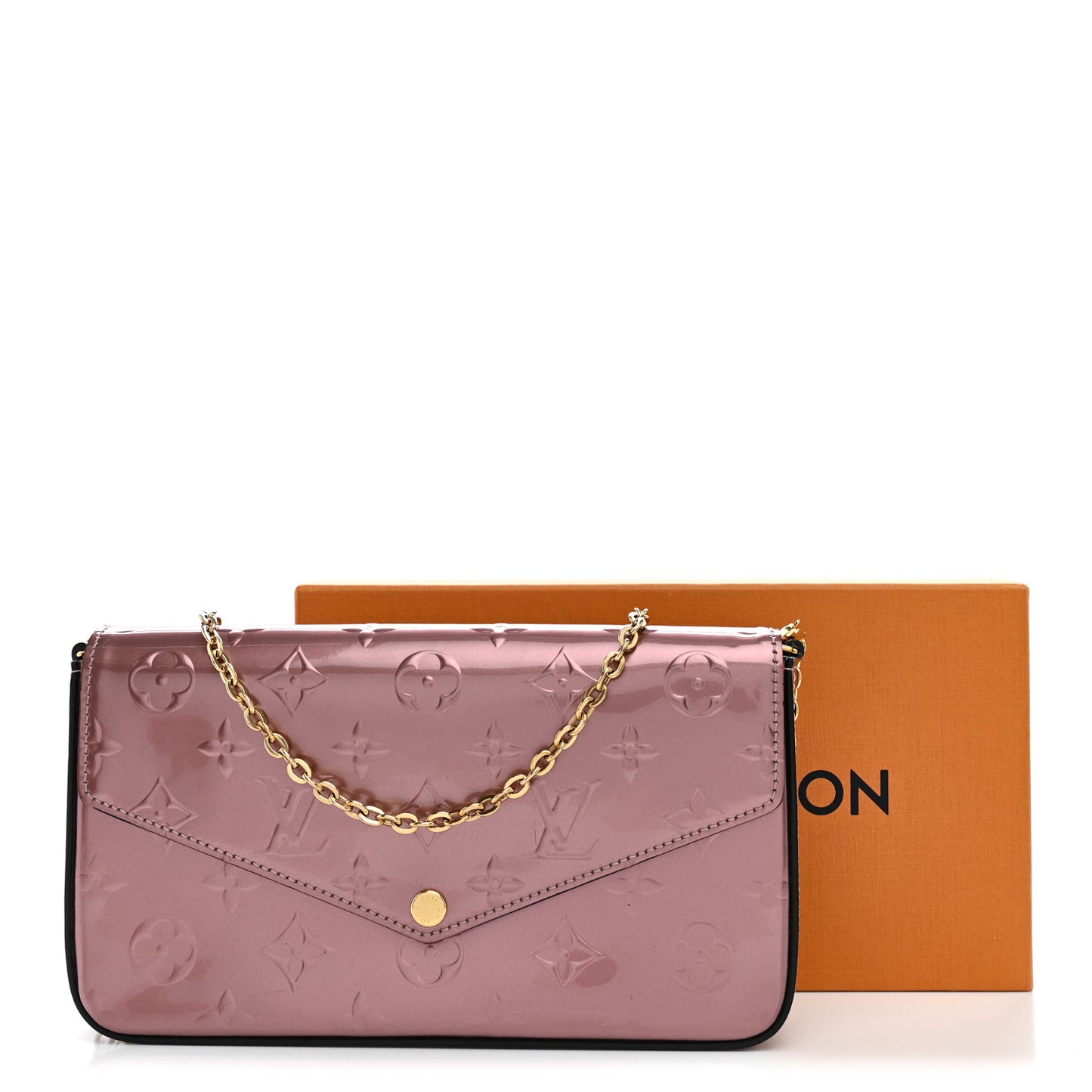Vernis Pochette Felicie Chain Wallet Metallic Pale Pink