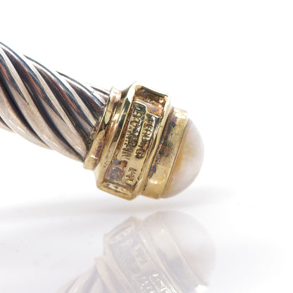 David Yurman Sterling Silver 14K Yellow Gold Ioltie Pearl 10mm Hinged Cable Necklace 3 of 3