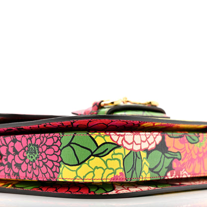Gucci X KEN SCOTT New Shangai Calfskin Pomponica Print Horsebit 1955 Shoulder Bag Multicolor Fuxia Pompon 9 of 11