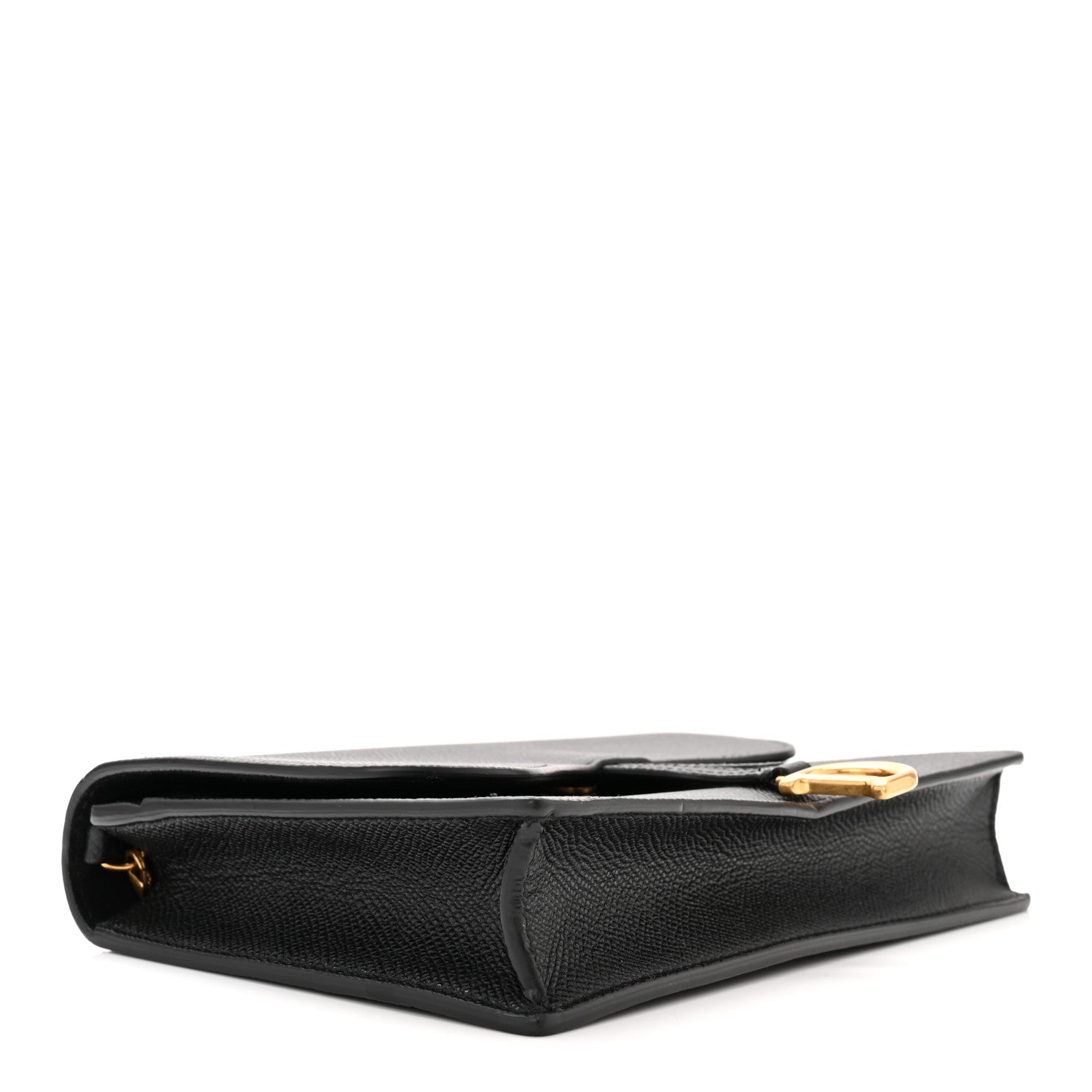 Christian Dior Grained Calfskin Saddle Chain Pouch Black 3 of 9