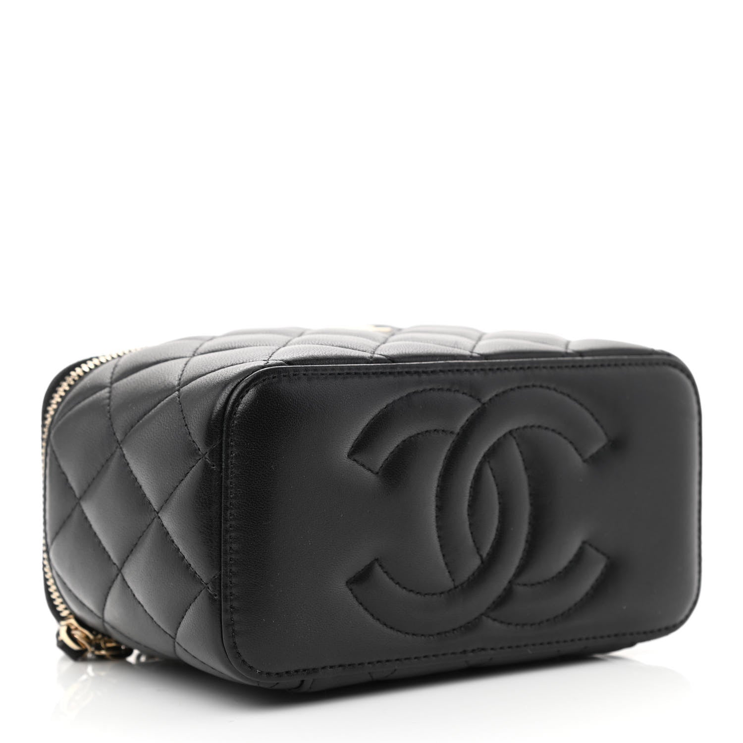 Chanel Lambskin Quilted Small Top Handle Vanity Case With Chain Black 4 of 12