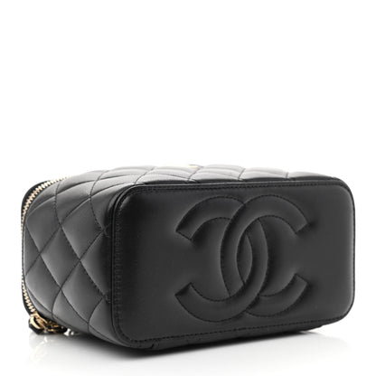 Chanel Lambskin Quilted Small Top Handle Vanity Case With Chain Black 4 of 12