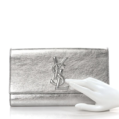 Saint Laurent Metallic Calfskin Large Belle De Jour Clutch Silver Gold 2 of 7